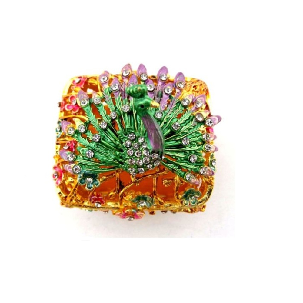 Peacock Jewelry Trinket Box Collectible